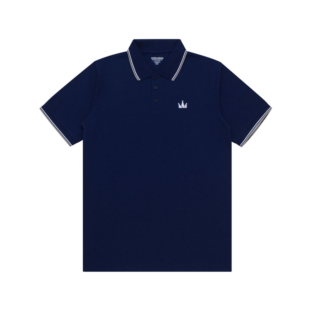 Polo Shirt CROWN LINE WHITE NAVY BLUE