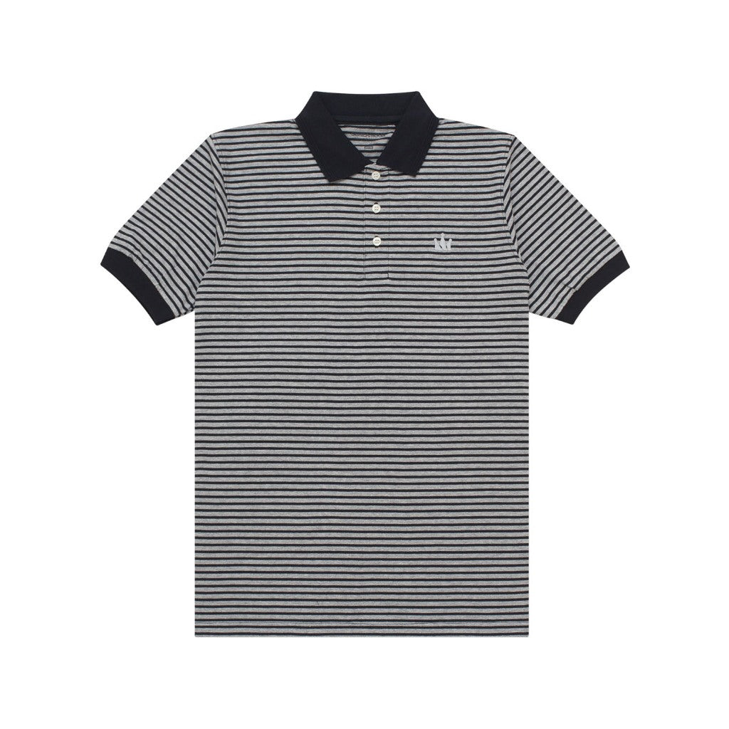 Polo Shirt Stripe WOLE BLACK MISTY
