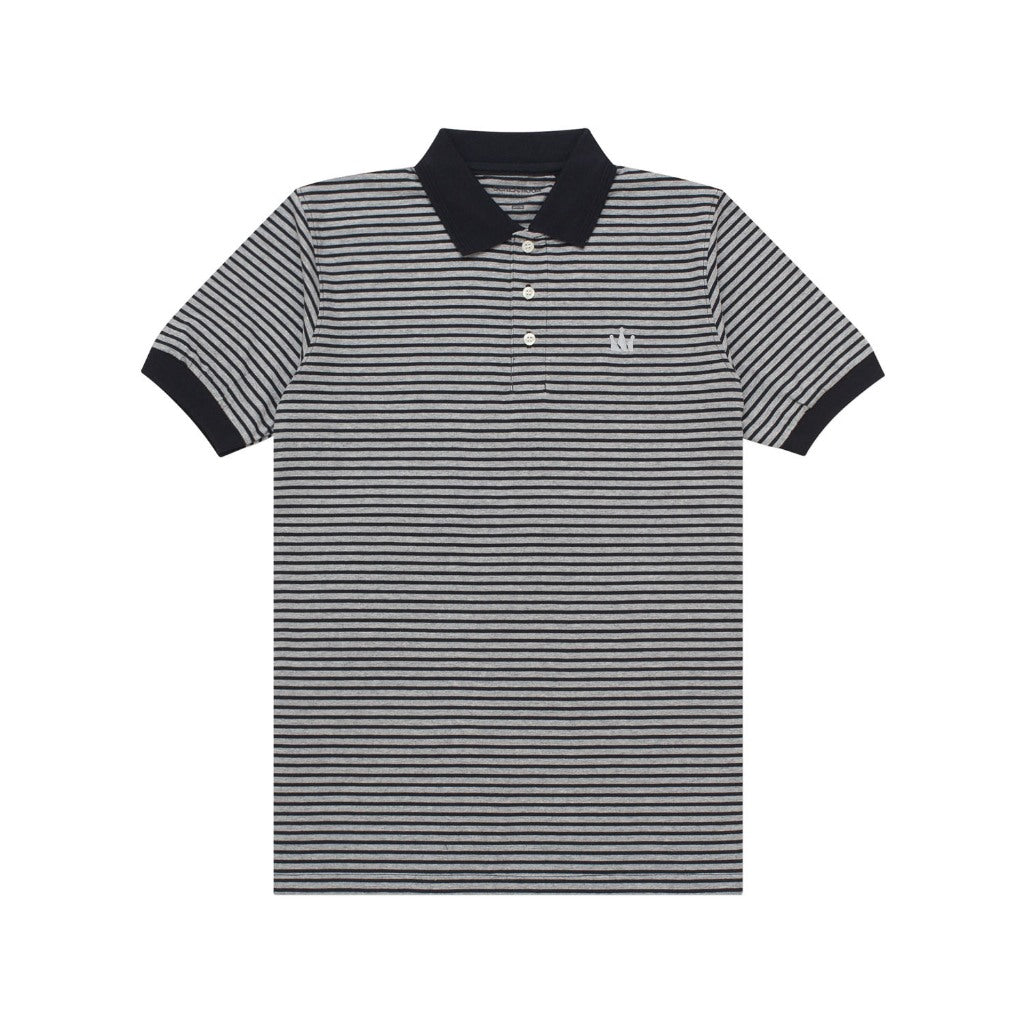 Polo Shirt Stripe WOLE BLACK MISTY