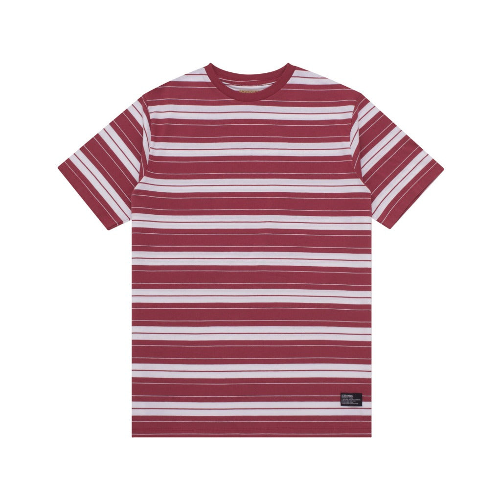 Screamous Kaos T-Shirt Stripe CLOVIS MAROON WHITE