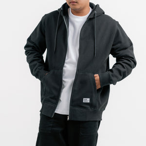 Sweater Pria Basic Pullover Zipper Hoodie Sean Black