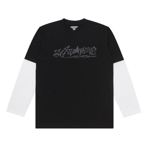 T-Shirt Longsleeves DOUBLE LAYER AZTERI BLACK WHITE