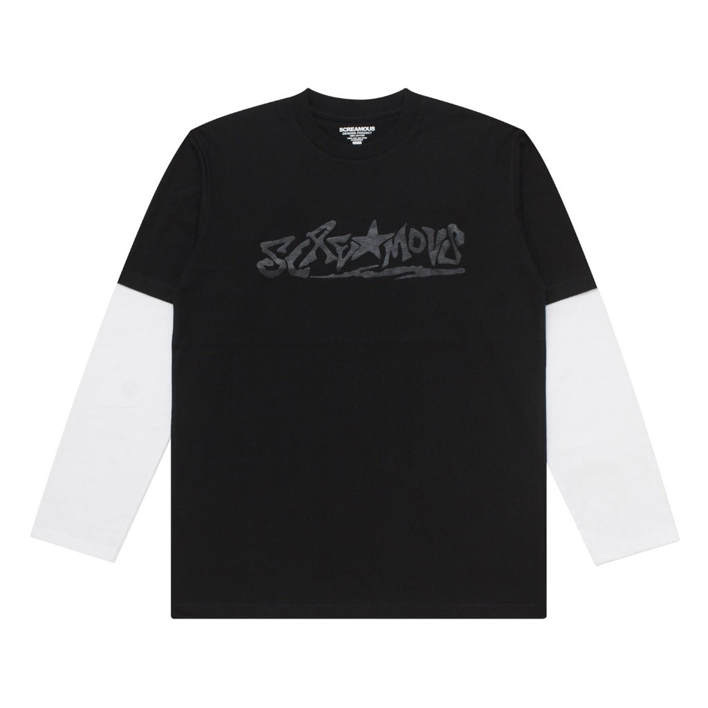 T-Shirt Longsleeves DOUBLE LAYER AZTERI BLACK WHITE