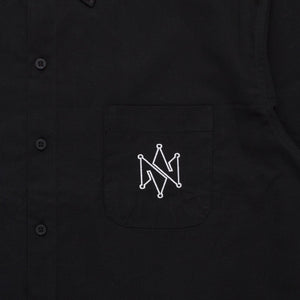 Shortsleeve Shirt Boxy Oversize Spread Collar QILLE BLACK