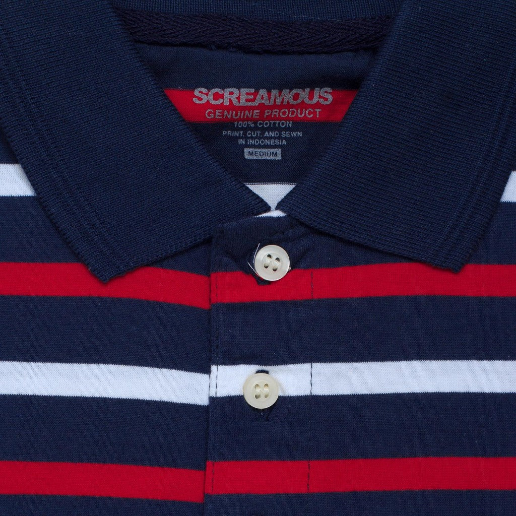 Polo Shirt Stripe NAZEO NAVY RED WHITE