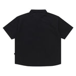 Load image into Gallery viewer, Shortsleeve Shirt Boxy Oversize Spread Collar QILLE BLACK
