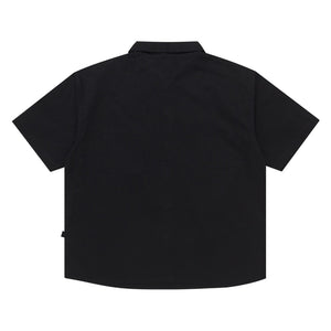Shortsleeve Shirt Boxy Oversize Spread Collar QILLE BLACK