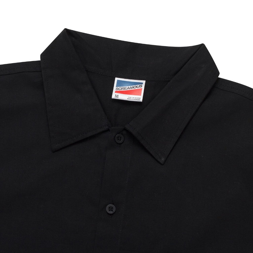 Shortsleeve Shirt Boxy Oversize Spread Collar QILLE BLACK