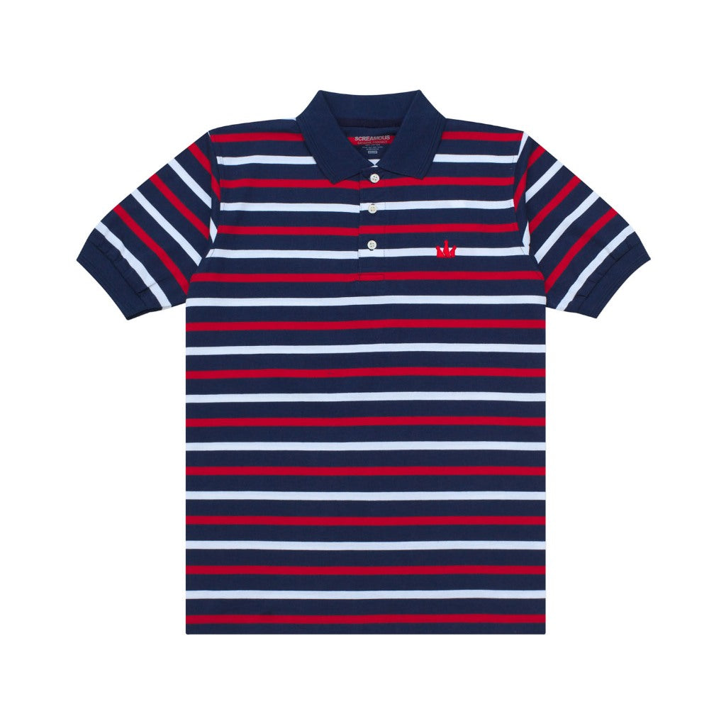 Polo Shirt Stripe NAZEO NAVY RED WHITE