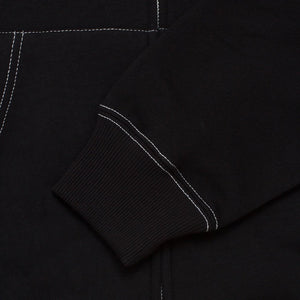 Sweater Pria Pullover Double Zipper Hoodie BOXY FIT FLUER BLACK CONTRAST STITCH