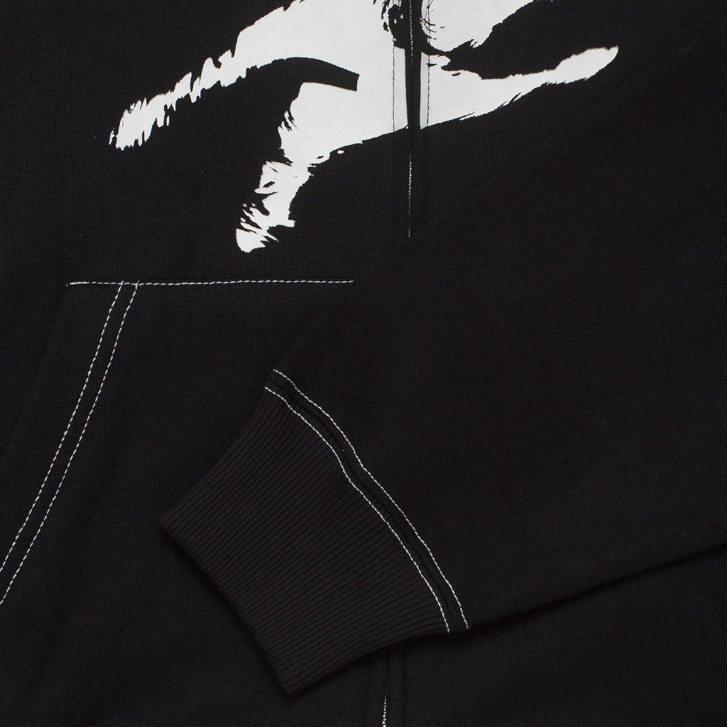 Sweater Pria Pullover Double Zipper Hoodie BOXY FIT TWIST BLACK CONTRAST STITCH