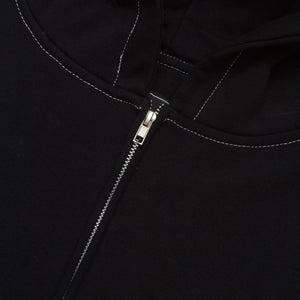 Sweater Pria Pullover Double Zipper Hoodie BOXY FIT FLUER BLACK CONTRAST STITCH