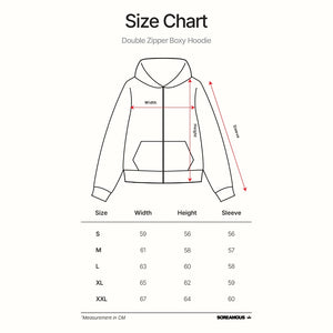 Sweater Pria Pullover Double Zipper Hoodie BOXY FIT FLUER BLACK CONTRAST STITCH