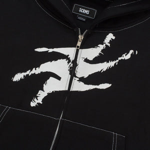 Sweater Pria Pullover Double Zipper Hoodie BOXY FIT TWIST BLACK CONTRAST STITCH