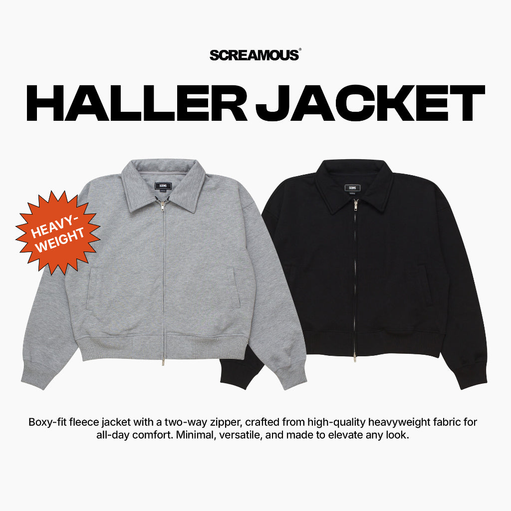 Sweater Fleece Jacket Double Zipper BOXY FIT HALLER