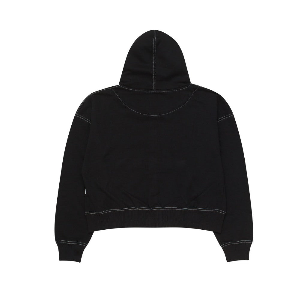 Sweater Pria Pullover Double Zipper Hoodie BOXY FIT TWIST BLACK CONTRAST STITCH
