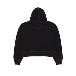 Sweater Pria Pullover Double Zipper Hoodie BOXY FIT TWIST BLACK CONTRAST STITCH