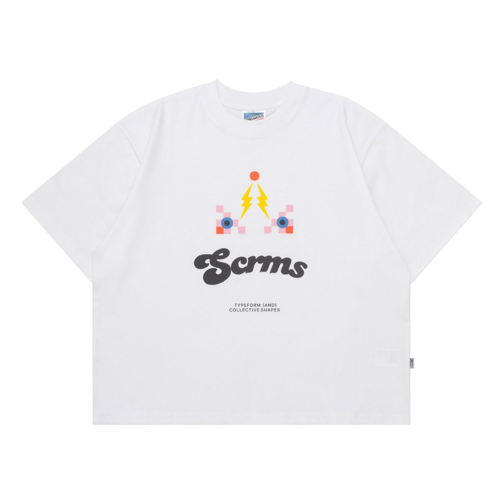 T-Shirt BOXY FIT 16s TYPEFORM and COLLECTIVE SHAPES PSYCHEDELIC BITS WHITE