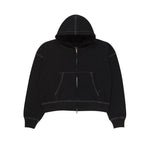 Load image into Gallery viewer, Sweater Pria Pullover Double Zipper Hoodie BOXY FIT FLUER BLACK CONTRAST STITCH
