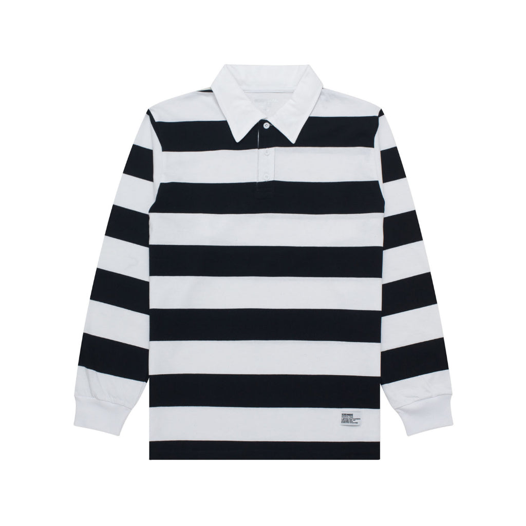 T-Shirt Longsleeves Rugby MARK BLACK WHITE