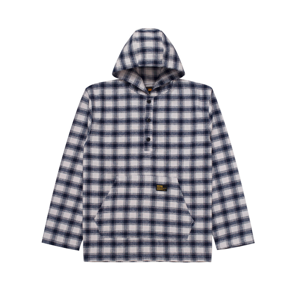 Flannel HoodieShirt ZEKO BLUE WHITE